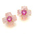Large 4 Petal Morganite with Pink Sapphire Flower Earrings