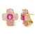 Large 4 Petal Morganite with Pink Sapphire Flower Earrings