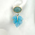 Oval Cabochon Aquamarine and Carved Blue Quartzite Leaf Drop Earrings