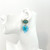 Oval Cabochon Aquamarine and Carved Blue Quartzite Leaf Drop Earrings