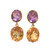 Double Oval Amethyst and Citrine Drop Earrings