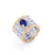 Oval Lab Sapphire Center Diamond Pattern Wide Band Ring