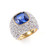 Cushion Cut Lab Sapphire Cocktail Ring