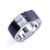 Octagon Faux Diamond Black Enamel Band Ring
