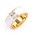 Octagon Faux Diamond White Enamel Band Vermeil Ring