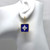 Flower Pattern Square Blue Enamel Vermeil Dangle Earrings