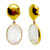Oval Rainbow Moonstone Drop Vermeil Earrings