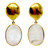 Oval Rainbow Moonstone Drop Vermeil Earrings