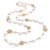 Freshwater Pearl and Round Engraved Flower Vermeil Disc Long Necklace