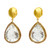 Pear Shape Rutilated Quartz and Brown Diamond Drop Earrings