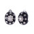 Engraved Flower Black Enamel Oval Button Clip-on Earrings