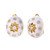 Engraved Flower White Enamel Oval Button Clip-on Vermeil Earrings