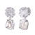 Carved Clear Quartz Flower and Cultured Pearl Drop Earrings