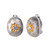 Engraved Flower Pattern Oval-Shape Clip-on Two-tone Earrings
