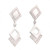 Double Diamond Motif White Enamel Drop Earrings