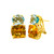 Oval Blue Topaz & Cushion Citrine Button Earrings