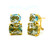 Oval Blue Topaz & Cushion Prasiolite Button Earrings
