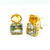 Oval Citrine & Cushion Green Amethyst Button Earrings