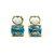 Oval Green Amethyst & Cushion Blue Topaz Button Earrings