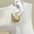 Flower Pattern Round Button Vermeil Clip-on Earrings