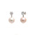 1ct Round and 13mm Pink Cultured Pearl Drop Earrings
