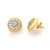 Engraved Flower Round Button Vermeil Earrings