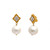 Beaded Diamond Shape Top and 14mm Cultured Pearl Drop Earrings