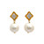 Beaded Diamond Shape Top and 14mm Cultured Pearl Drop Earrings