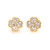 Bezel-set Faux Diamond Flower Button Vermeil Earrings