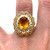 Oval Citrine and White Topaz Flower Ring