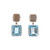 Octagon Blue Topaz Drop Silver Earrings