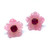 Carved Pink Quartzite Flower with Cushion Ruby Stud Earrings