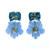 Cushion-cut Blue Topaz with Carved Blue Quartzite Flower Drop Earrings