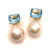 Cushion-cut Blue Topaz and White Baroque Pearl Drop Vermeil Earrings