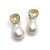 Oval Briolette-cut Green Amethyst and White Baroque Pearl Drop Vermeil Earrings
