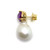 Oval Briolette-cut  Amethyst and White Baroque Pearl Drop Vermeil Earrings