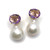 Oval Briolette-cut  Amethyst and White Baroque Pearl Drop Vermeil Earrings