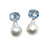 Oval Briolette-cut  Blue Topaz and White Baroque Pearl Drop Earrings