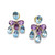 Triple Pear-shape Blue Topaz & Amethyst Chandelier Earrings