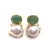 Oval Emerald and Cultured Baroque Pearl Earrings