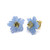 Carved Blue Quartzite Flower with Cushion Prasiolite Stud Earrings