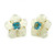 Carved Serpentine Flower with Blue Topaz Earrings