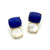 Cushion Lapis Lazuli & Oval Mother of Pearl Drop Earrings