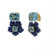 Cushion-cut Blue Topaz with Carved Dumortierite Flower Drop Earrings