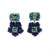 Cushion-cut Blue Topaz with Carved Dumortierite Flower Drop Earrings