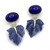 Oval Cabochon Lapis Lazuli and Carved Dumortierite Leaf Drop Earrings
