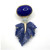 Oval Cabochon Lapis Lazuli and Carved Dumortierite Leaf Drop Earrings