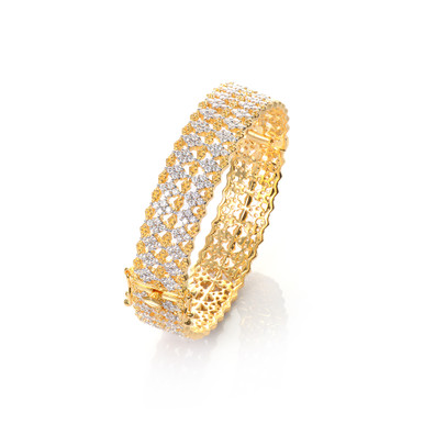 Diamond-pattern Vermeil Bangle - Bijoux Num