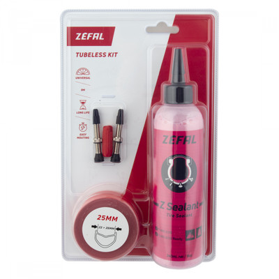 TUBELESS KIT ZEFAL 27.5/29x25mmPV w/125ml w/2-LINERS 2-VALVES 1-VALVE TOOL TUBELESS KIT ZEFAL 27.5/29x25mmPV w/125ml w/2-LINERS 2-VALVES 1-VALVE TOOL