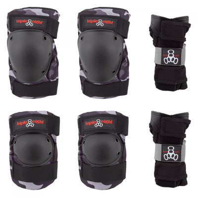 PAD SET TRIPLE8 SAVER-3 ELBO/KNE/WRST MD CHARCOAL CAMO PAD SET TRIPLE8 SAVER-3 ELBO/KNE/WRST MD CHARCOAL CAMO